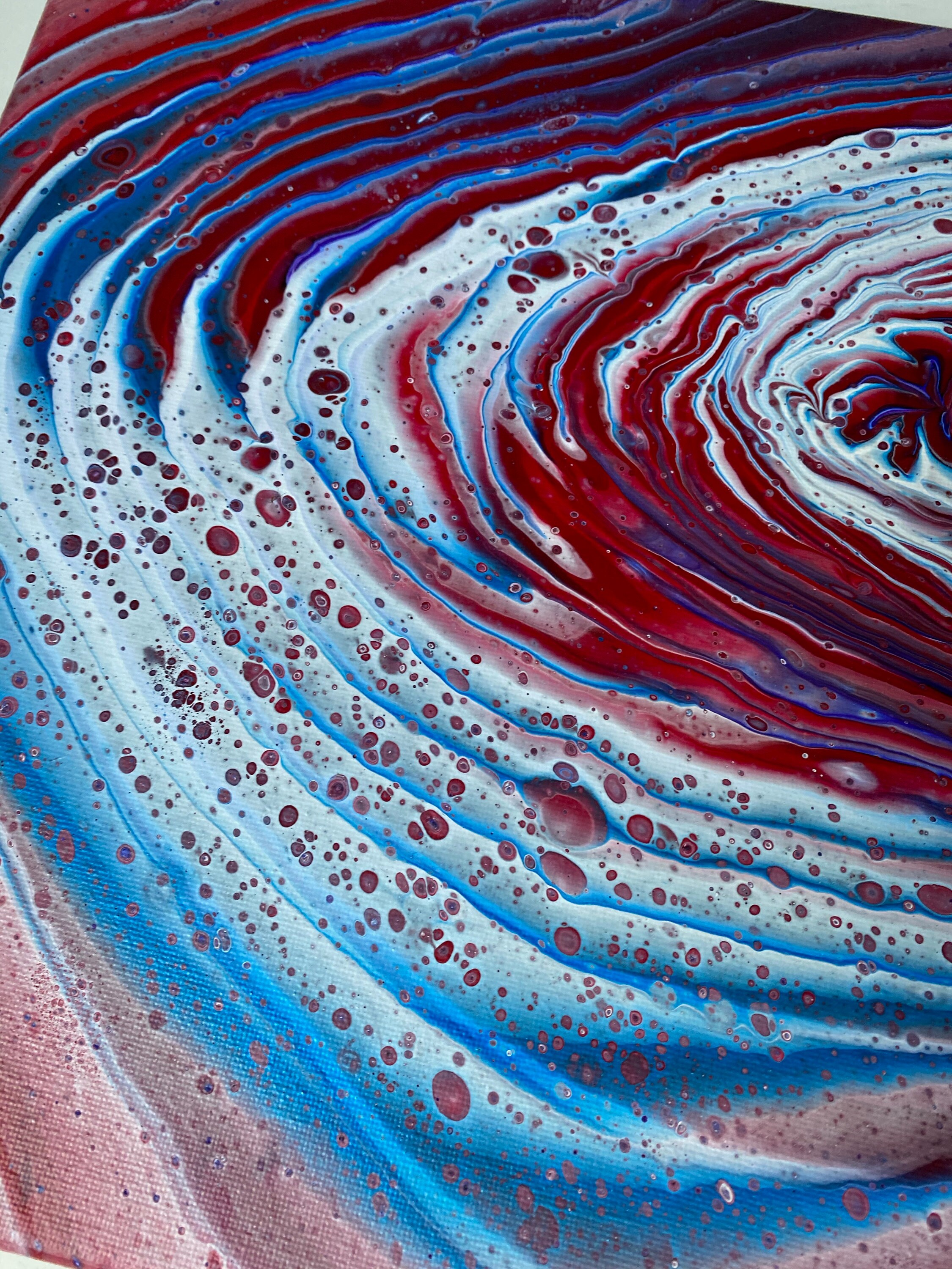 9x11" Red White and Blue Acrylic Ring Pour Abstract Fluid Art Original ...