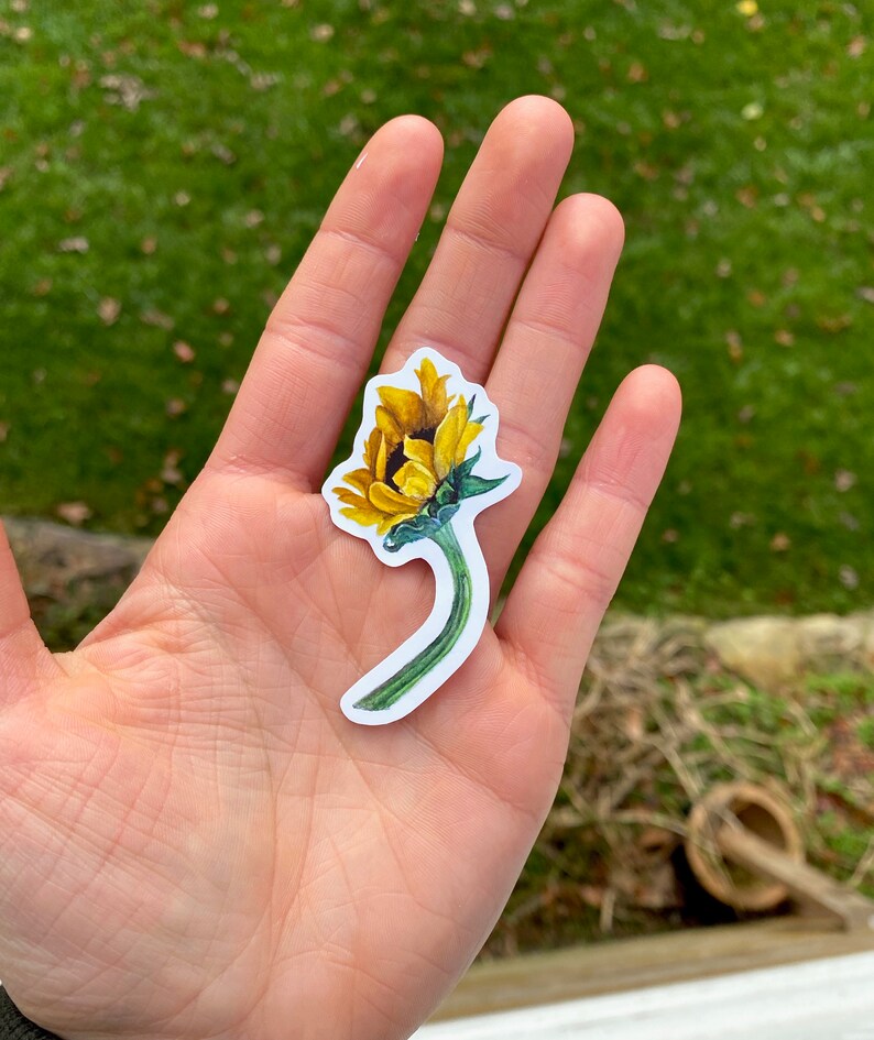 Sunflower Sticker Watercolor Flower Original Artwork Plant Etsy