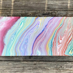 12x24" pastello arcobaleno acrilico versare pittura astratta fluida arte originale