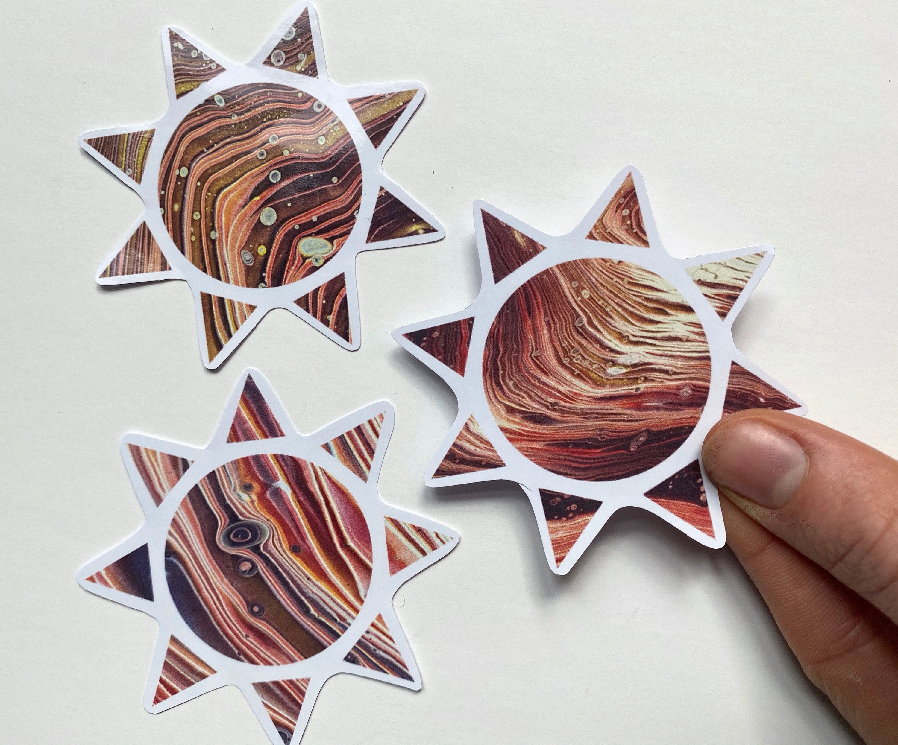 Sun Acrylic Pour Sticker Pack Acrylic Pour Design Sun Shape Etsy UK