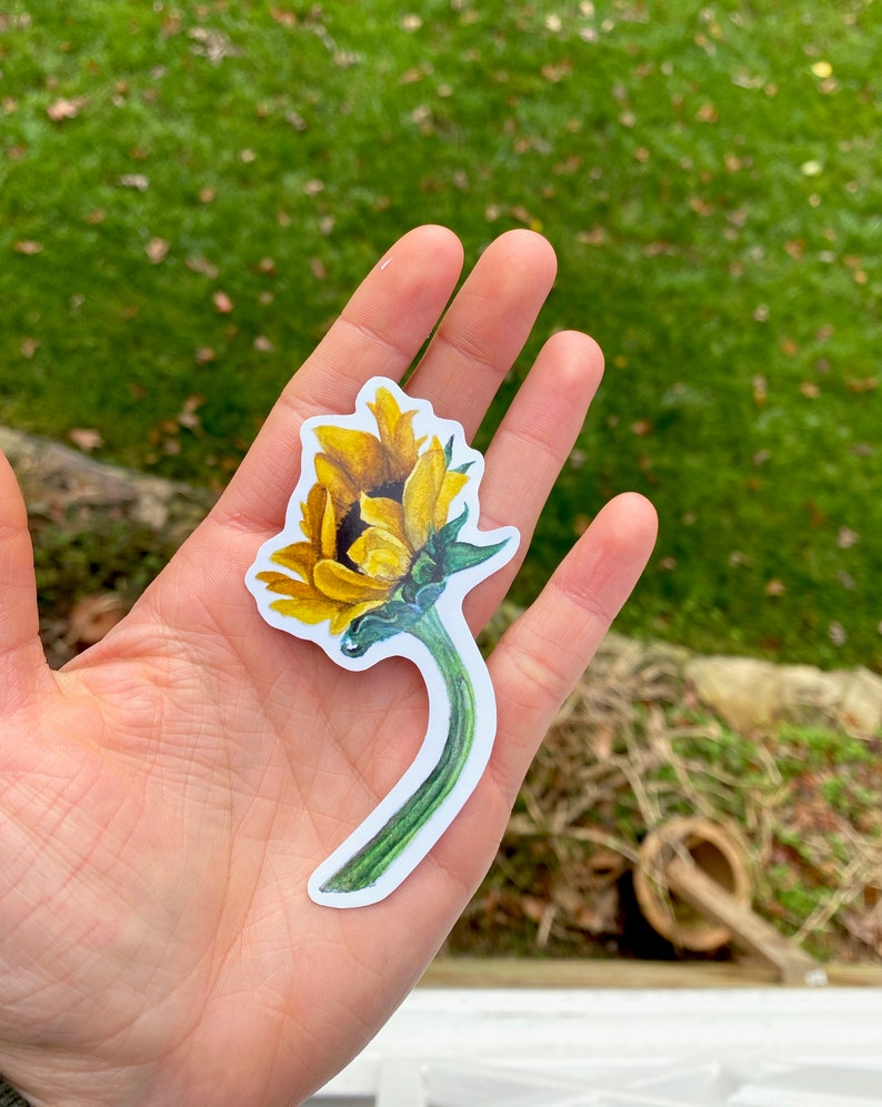 Sunflower Sticker Watercolor Flower Original Artwork Plant Etsy