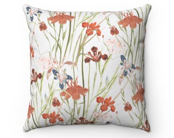blue floral pillow cover orange floral WHEYT Throw Pillow Case 55X55 Cm Floral