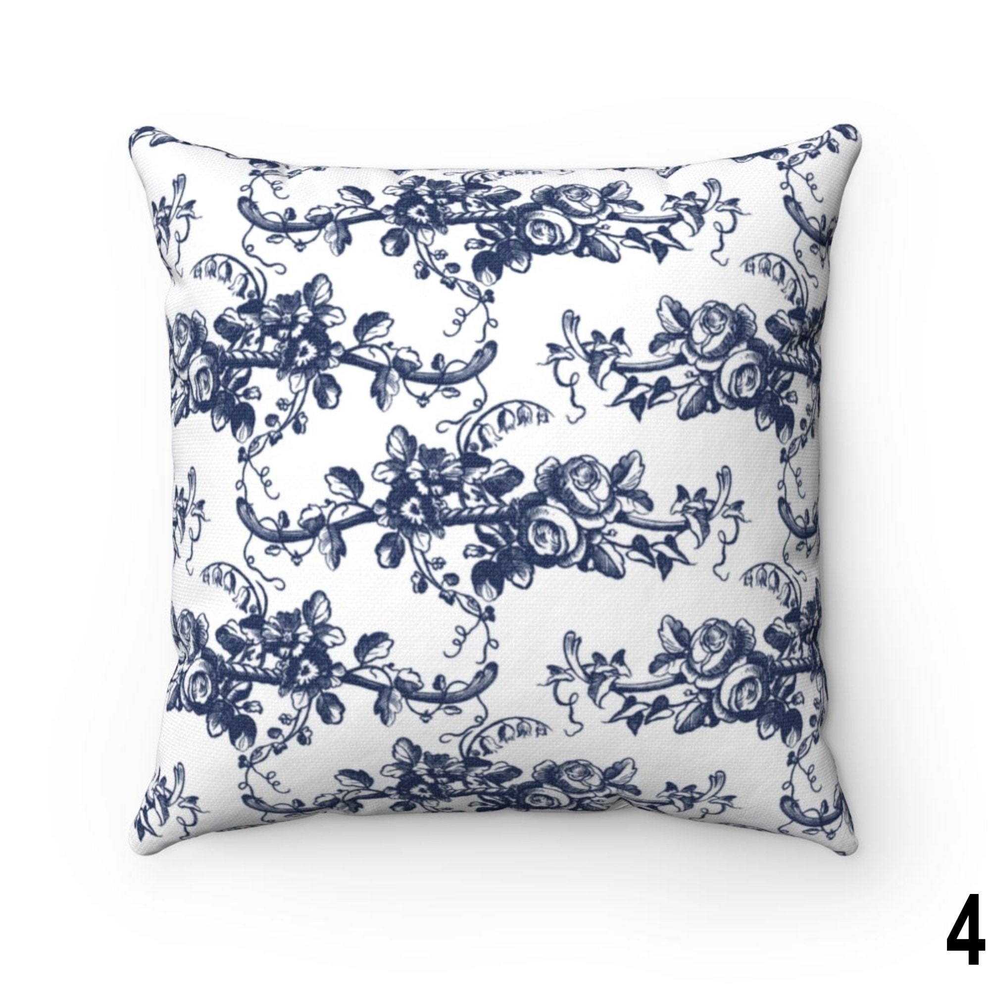 Navy Blue Floral Throw Pillow Cover Fall Outdoor Pillow 16 x Etsy