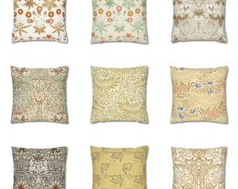 William Morris Throw Pillow Cover, Outdoor Pillow with Insert, Old Gold Decor Pillow Gift, Vintage Cushion Case, Art Nouveau Euro Sham 26x26