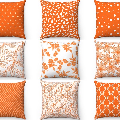 Burnt Orange Throw Pillow Cover Farmhouse Indoor Outdoor Etsy