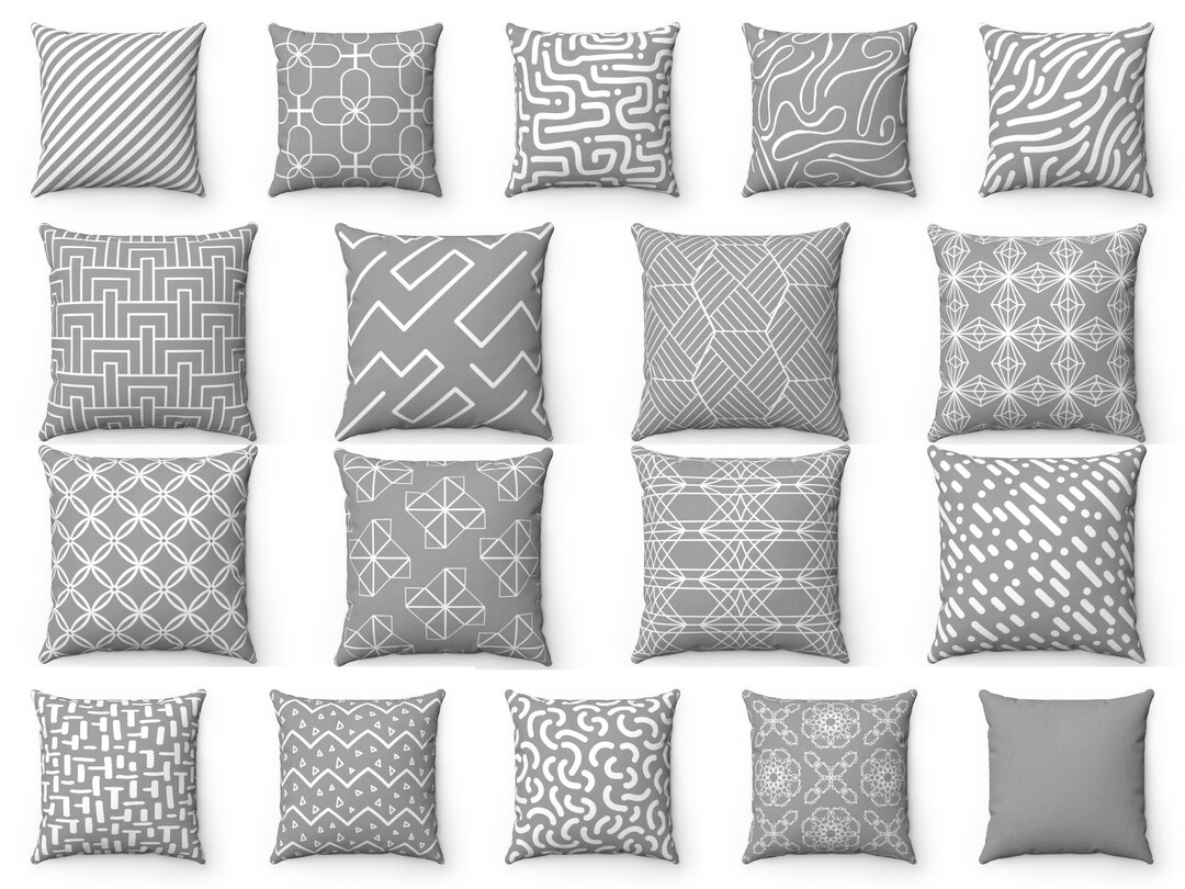 Gray Pillow Cover, Outdoor Indoor Throw Pillow, 16x16 18x18 20x20 22x22