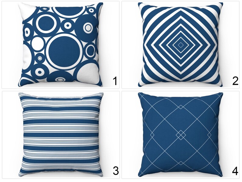 Blue Pillow Cover Outdoor Pillow Blue Throw Pillow Couch Etsy