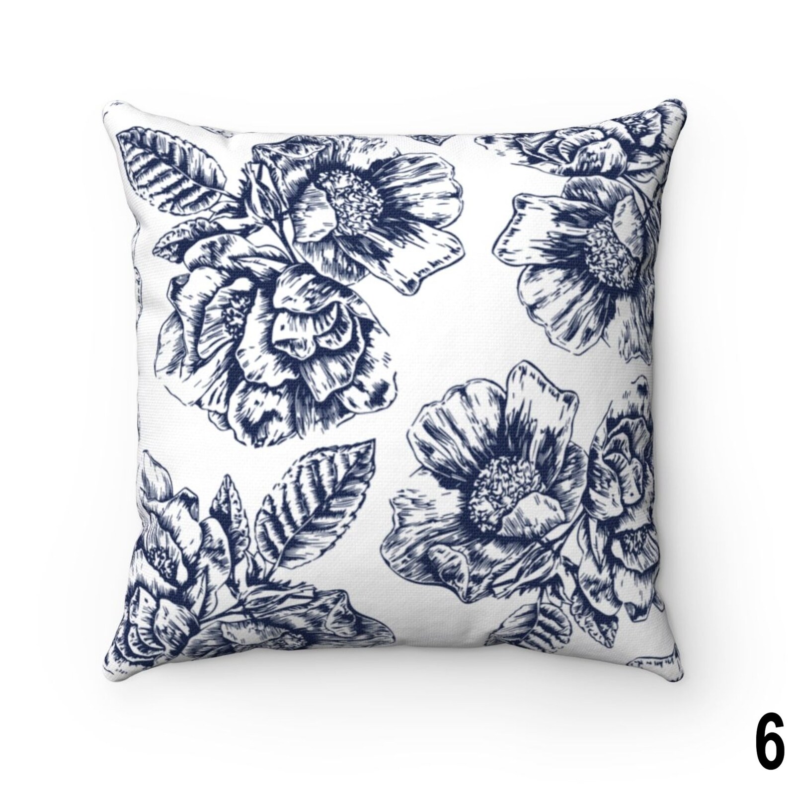 Navy Blue Floral Throw Pillow Cover Fall Outdoor Pillow 16 x Etsy