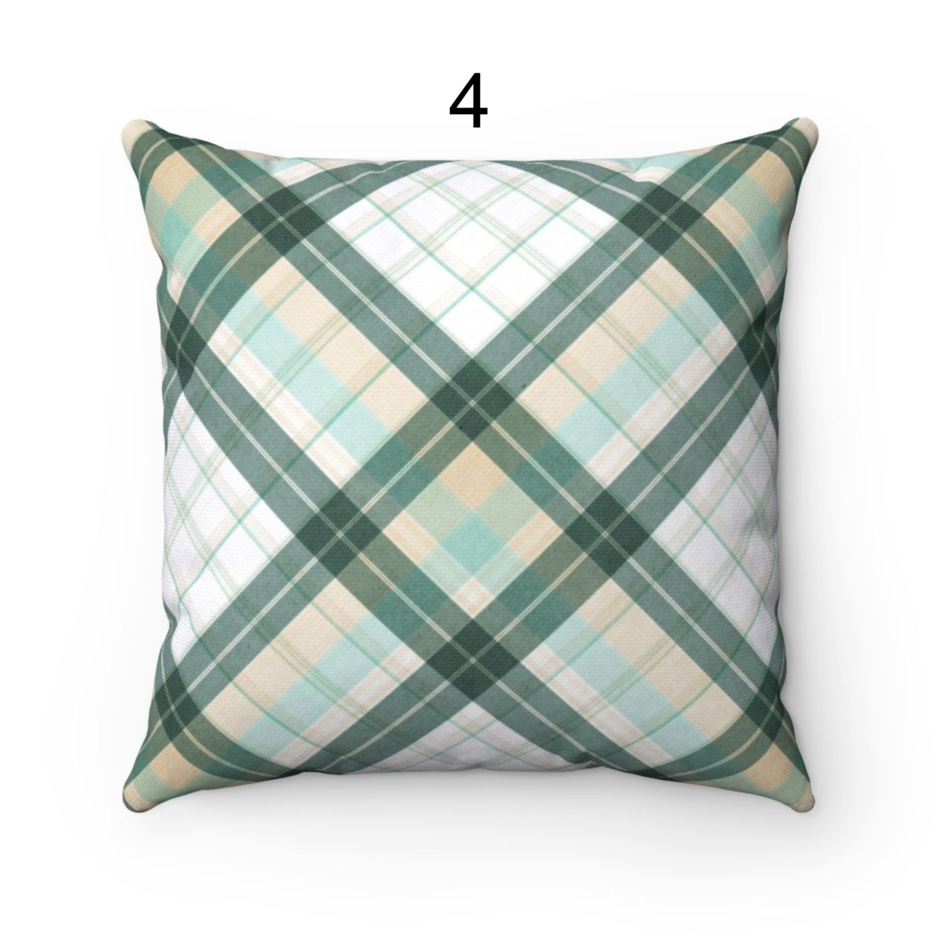 Brown Plaid Fall Outdoor Throw Pillow Cover Autumn Farmhouse Etsy