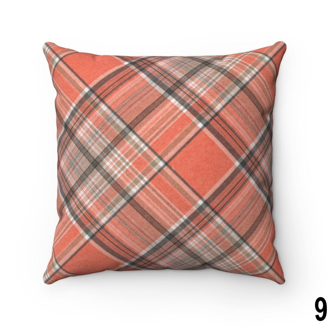 Outdoor Orange Plaid Fall Throw Pillow Cover 16x16 Rustic Etsy