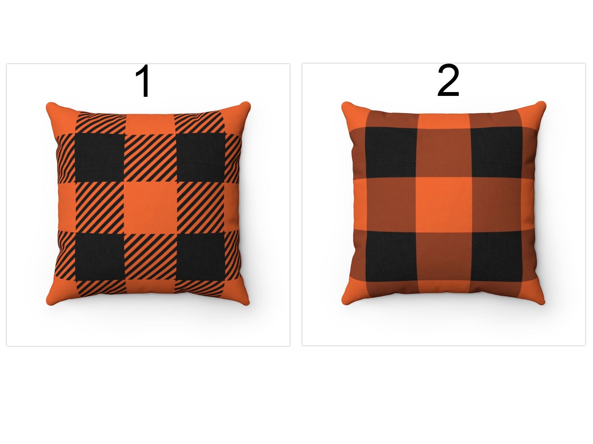Orange Plaid Throw Pillow Cover Buffalo Check Outdoor Etsy