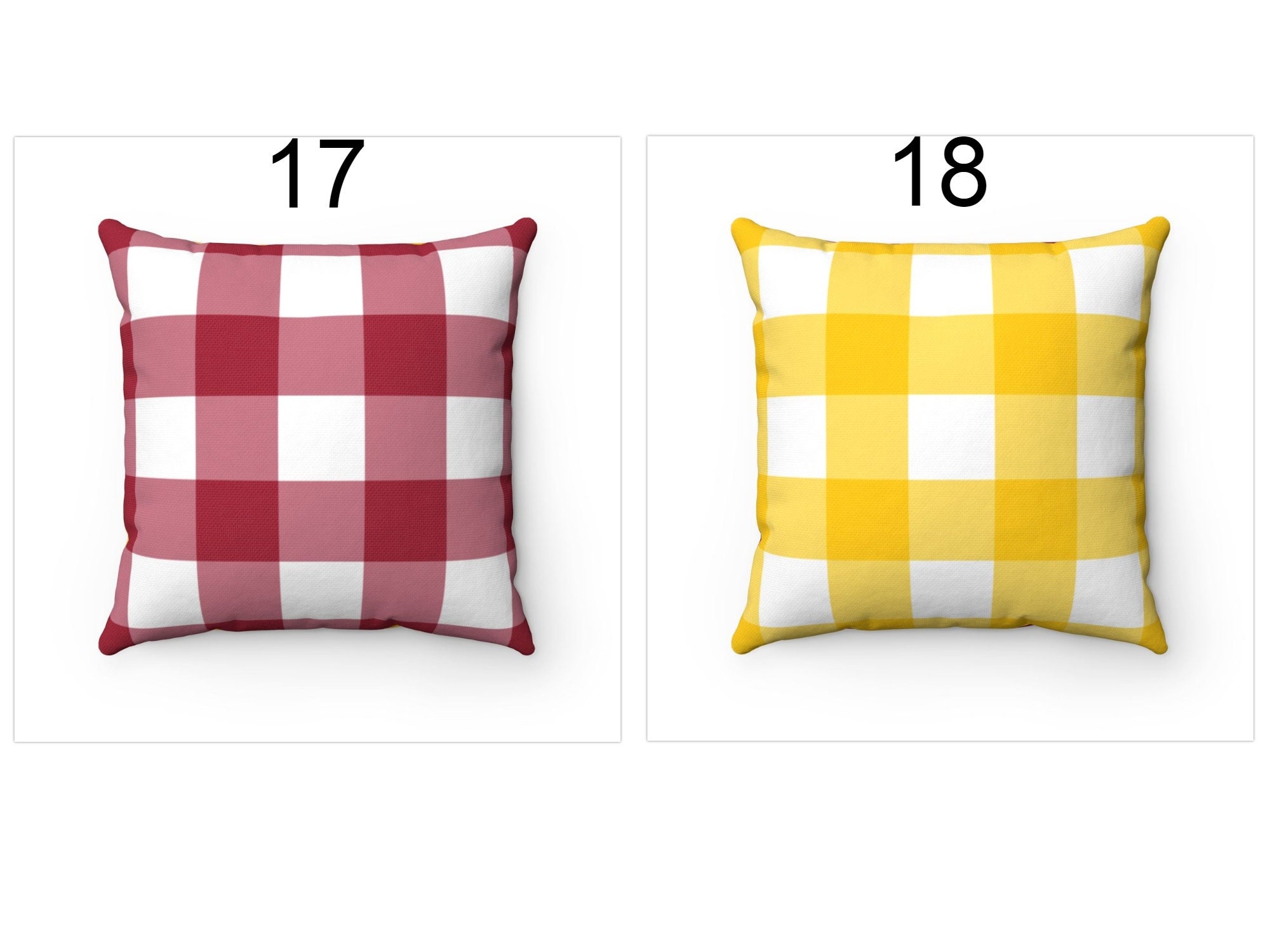 Buffalo Check Plaid Outdoor Indoor Throw Pillow Cover Orange Pink