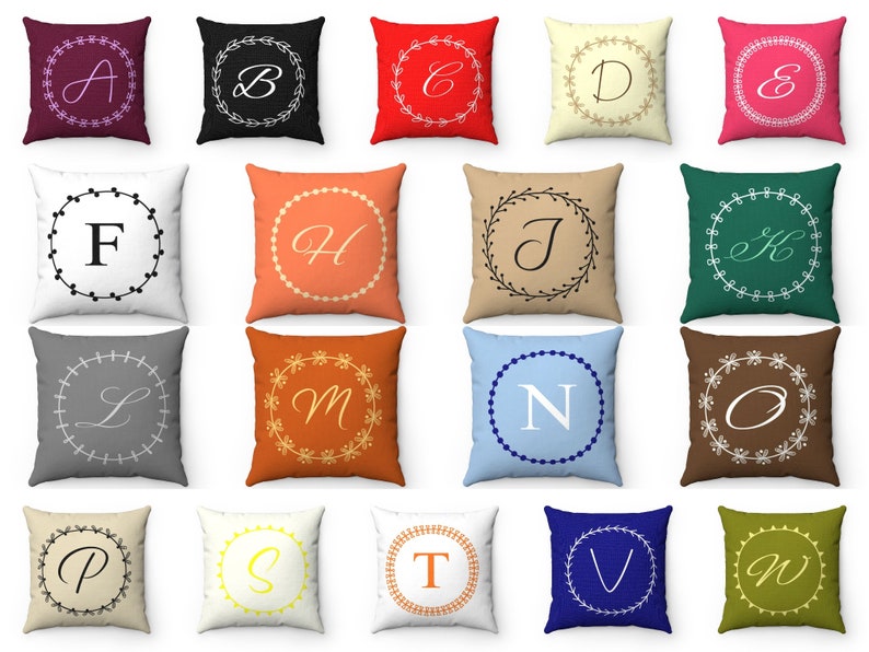 Initial Throw Pillow Cover Monogram Outdoor Pillow Etsy