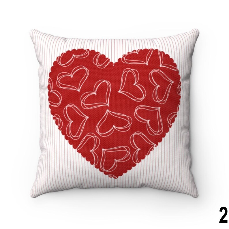 Valentine Pillow Cover 16x16 18x18 20x20, Red Heart Valentine's Day Decor Throw Pillow, Holiday Cushion Case, Accent Pillow Case, Euro Sham Number 2