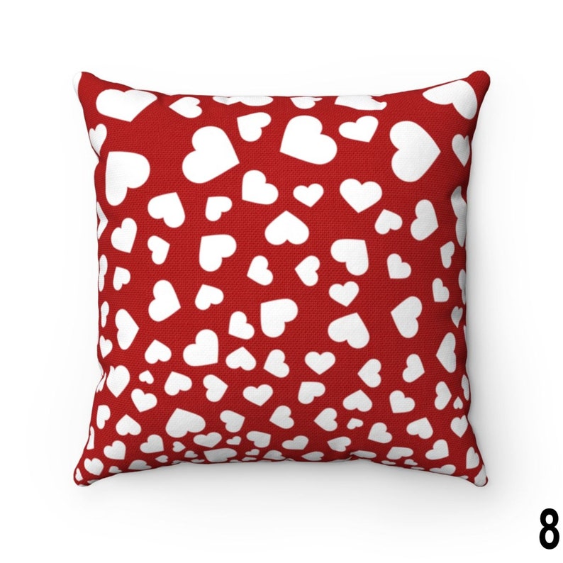 Valentine Pillow Cover 16x16 18x18 20x20, Red Heart Valentine's Day Decor Throw Pillow, Holiday Cushion Case, Accent Pillow Case, Euro Sham Number 8