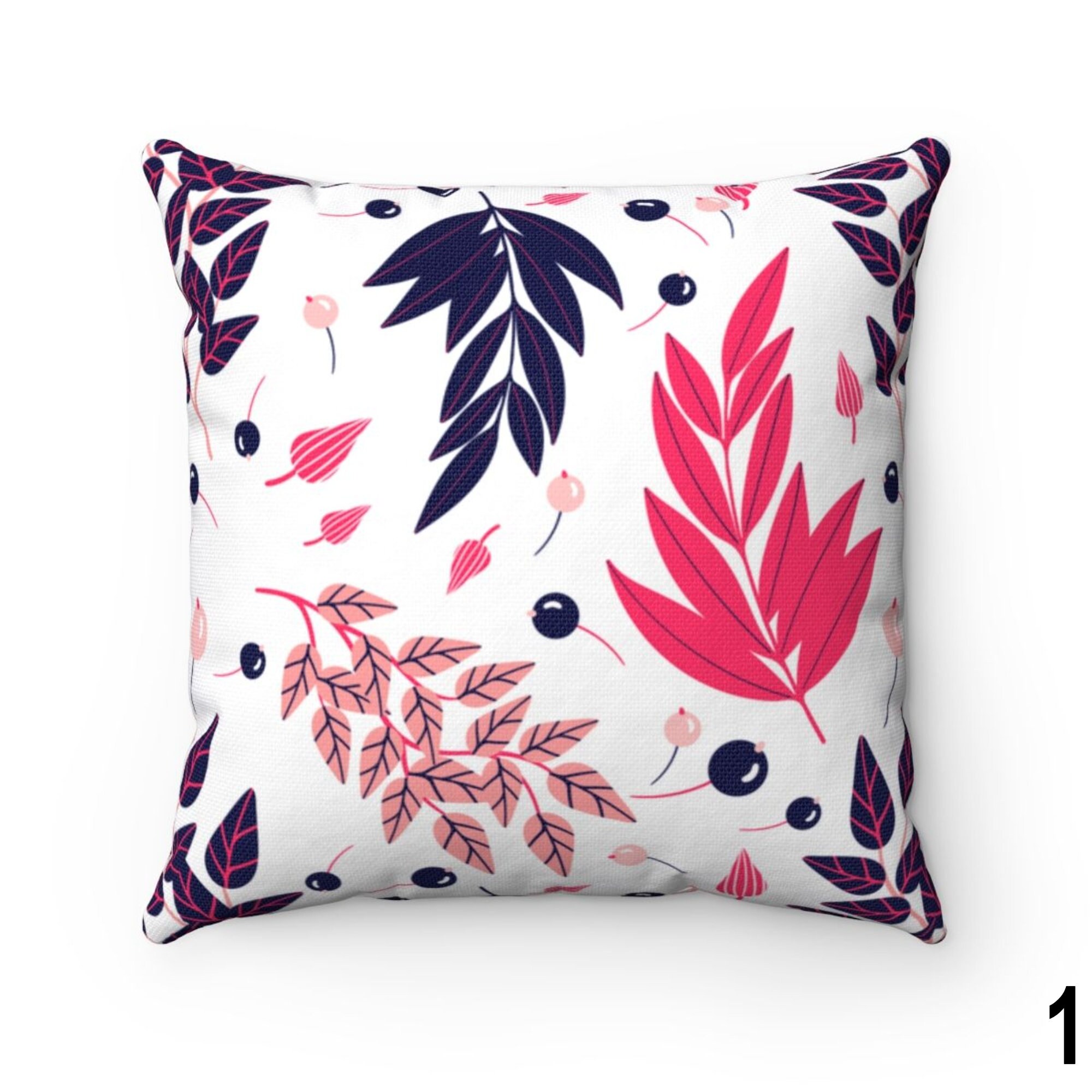 Pink and Navy Floral Outdoor Indoor Throw Pillow Case Cover Etsy UK