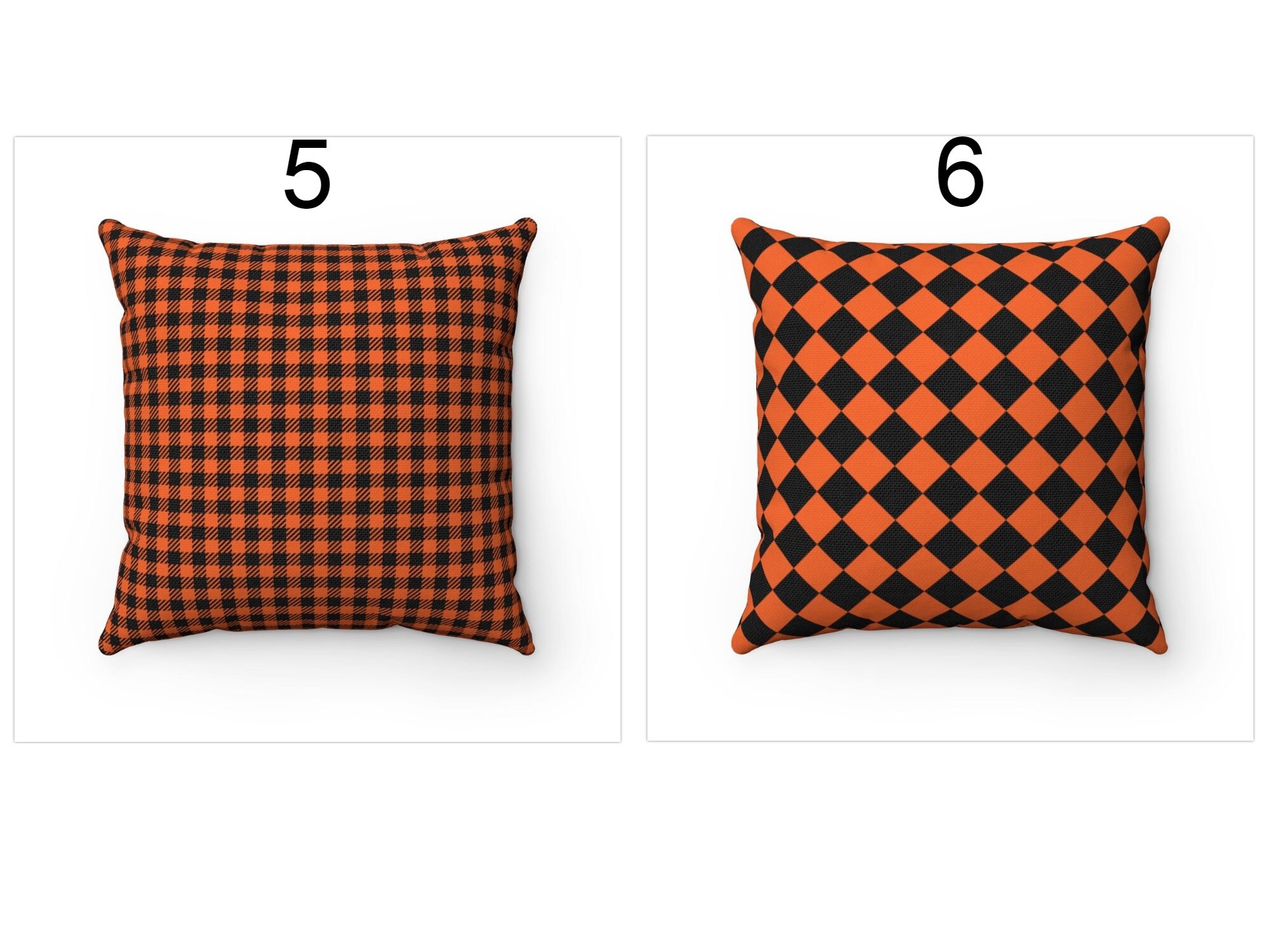 Orange Plaid Fall Throw Pillow Cover Autumn Outdoor Halloween Etsy