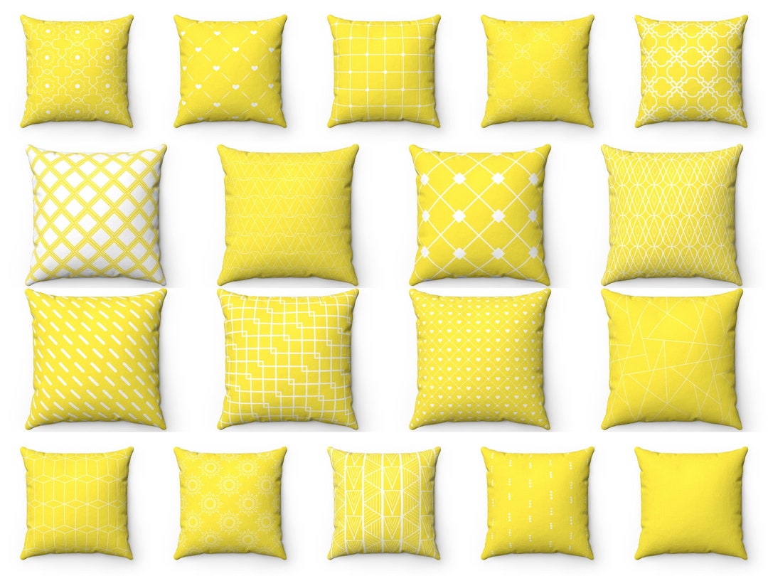 Yellow Pillow Cover, Yellow Outdoor Pillow, 18x18 20x20 Stripe