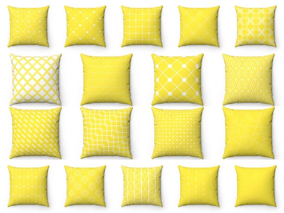 Yellow Pillow Cover Yellow Outdoor Pillow 18x18 20x20 Stripe Geometric Throw Pillow Farmhouse Cushion Case Yellow Couch Pillow Euro Sham Etsy