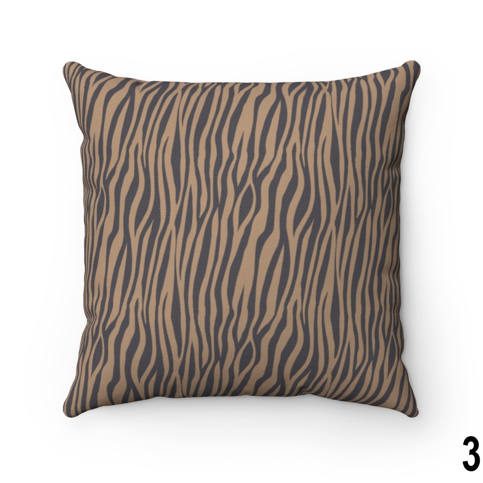 Animal Print Throw Pillow Cover Dark Gray Tan Brown Zebra Etsy