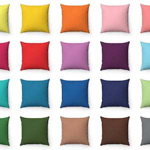 Solid Color Throw Pillow Cover, Outdoor Pillow, Plain Cushion Case All Yellow Orange Pink Red Purple Blue Green Brown Black Pillow Euro Sham