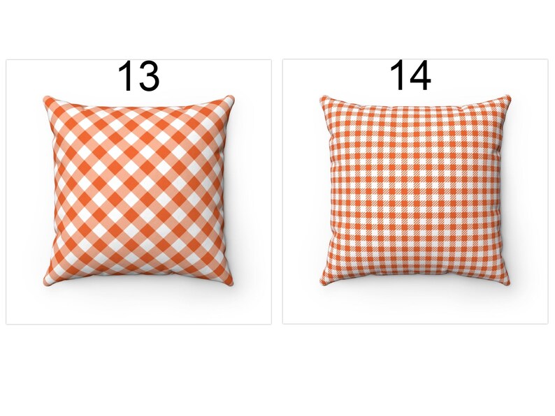 Orange Plaid Fall Decor Outdoor Throw Pillow Cover 18x18 20x20 Etsy