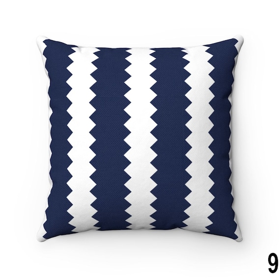 Navy Striped Pillow Blue White Throw Pillow Cover Outdoor Pillow Indoor Couch Accent Farmhouse Cushion Case Navy Euro Sham 26x26 Etsy UK