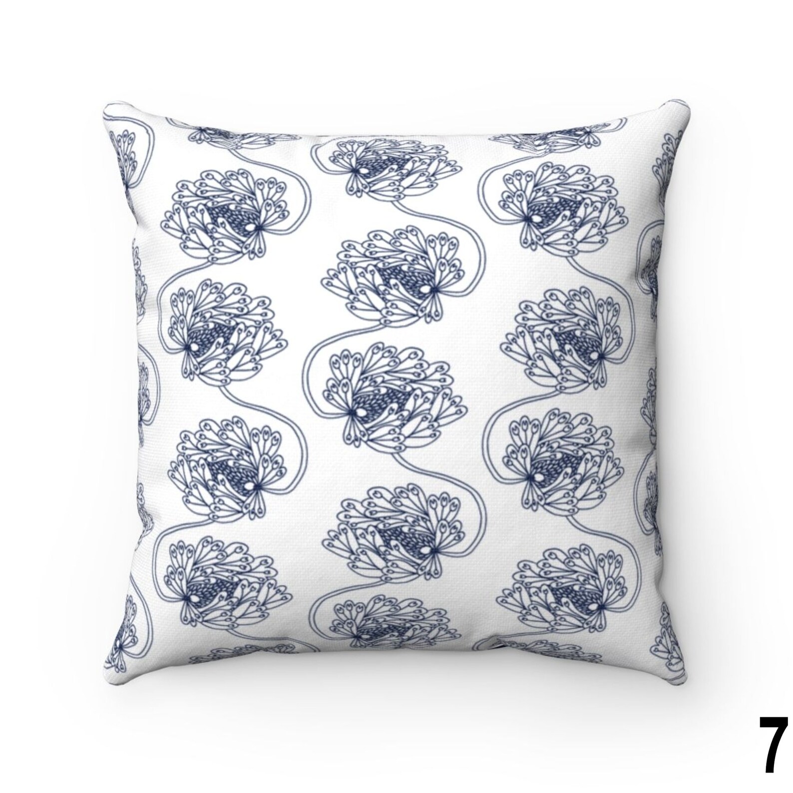 Navy Blue Floral Throw Pillow Cover Fall Outdoor Pillow 16 x Etsy