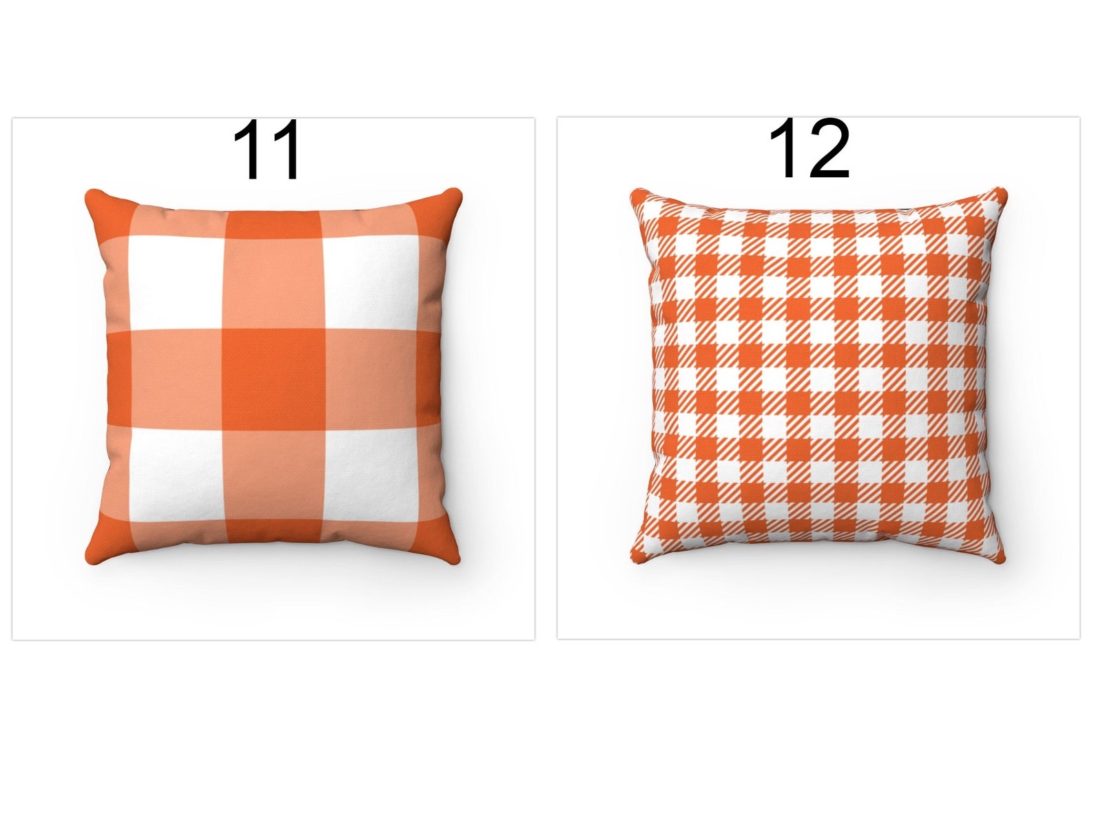Orange Plaid Fall Decor Outdoor Throw Pillow Cover 18x18 20x20 Etsy