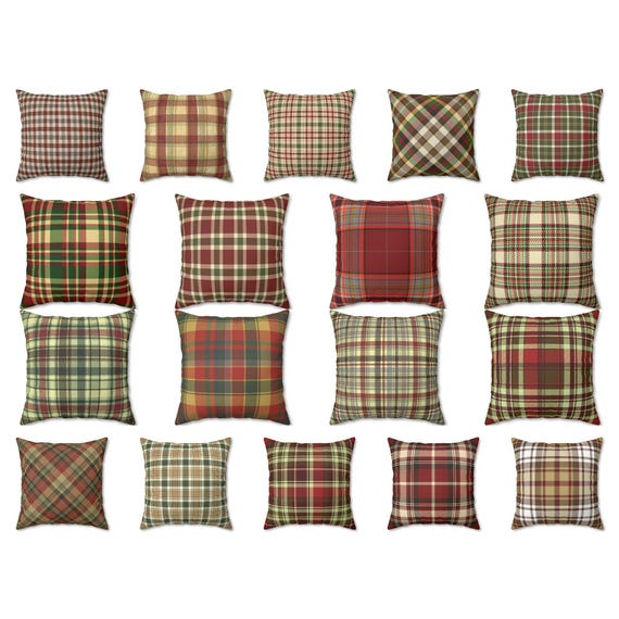 Christmas Plaid Pillow, Red Green Tartan Plaid Pillow, Cushion Case, Xmas Decor Throw Pillow Cover, Farmhouse Outdoor Pillow, Euro Sham Gift