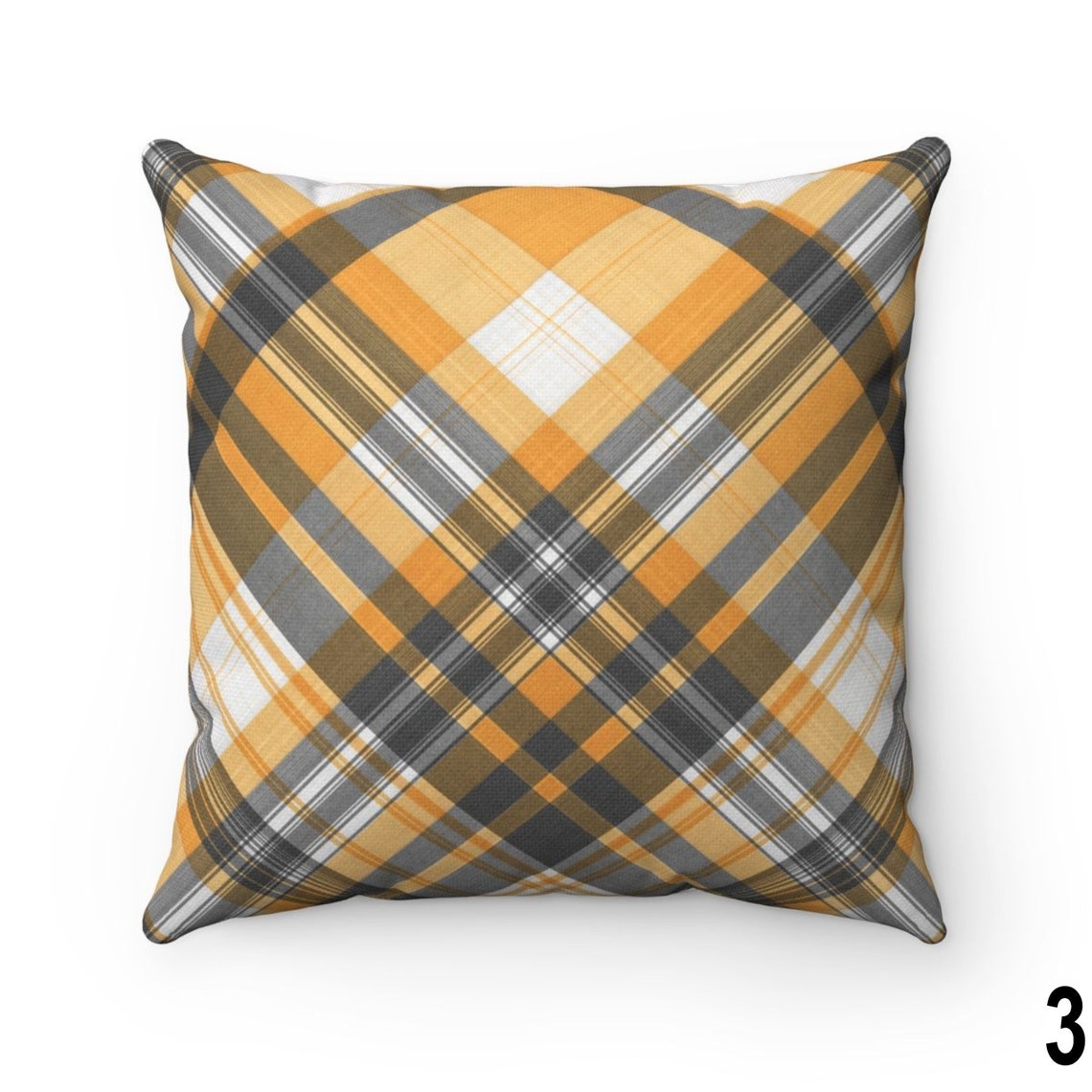 Outdoor Orange Plaid Fall Throw Pillow Cover 16x16 Rustic Etsy