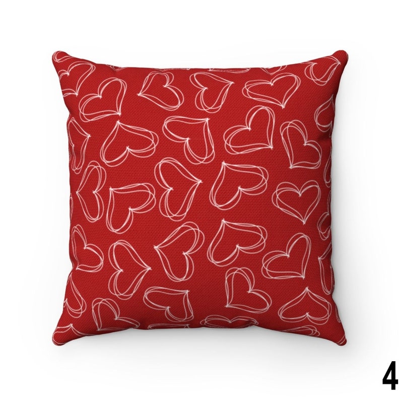 Valentine Pillow Cover 16x16 18x18 20x20, Red Heart Valentine's Day Decor Throw Pillow, Holiday Cushion Case, Accent Pillow Case, Euro Sham Number 4