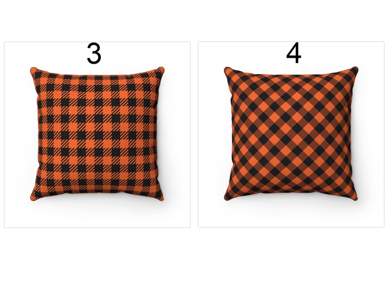 Orange Plaid Fall Decor Outdoor Throw Pillow Cover 18x18 20x20 22x22, Halloween Pillow, Buffalo Check Cushion Case, 26x26 Euro Pillow Sham Bild 3