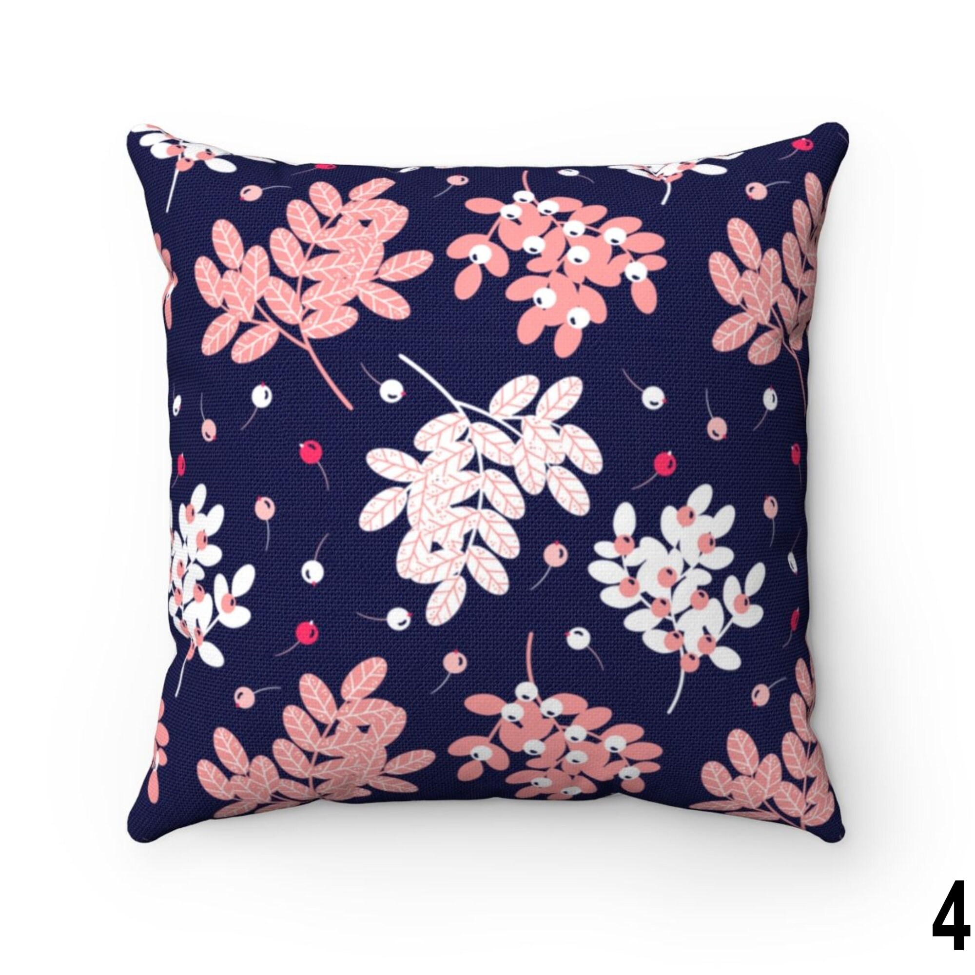 Pink and Navy Floral Outdoor Indoor Throw Pillow Case Cover Etsy UK