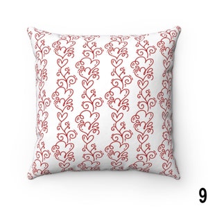 Valentine Pillow Cover 16x16 18x18 20x20, Red Heart Valentine's Day Decor Throw Pillow, Holiday Cushion Case, Accent Pillow Case, Euro Sham Number 9