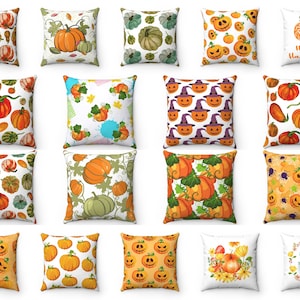 Pumpkin Throw Pillow Cover, Halloween Pillow, Orange Fall Decor Outdoor Pillow 16x16 18x18 20x20, Farmhouse Cushion Case, Euro Sham 26x26
