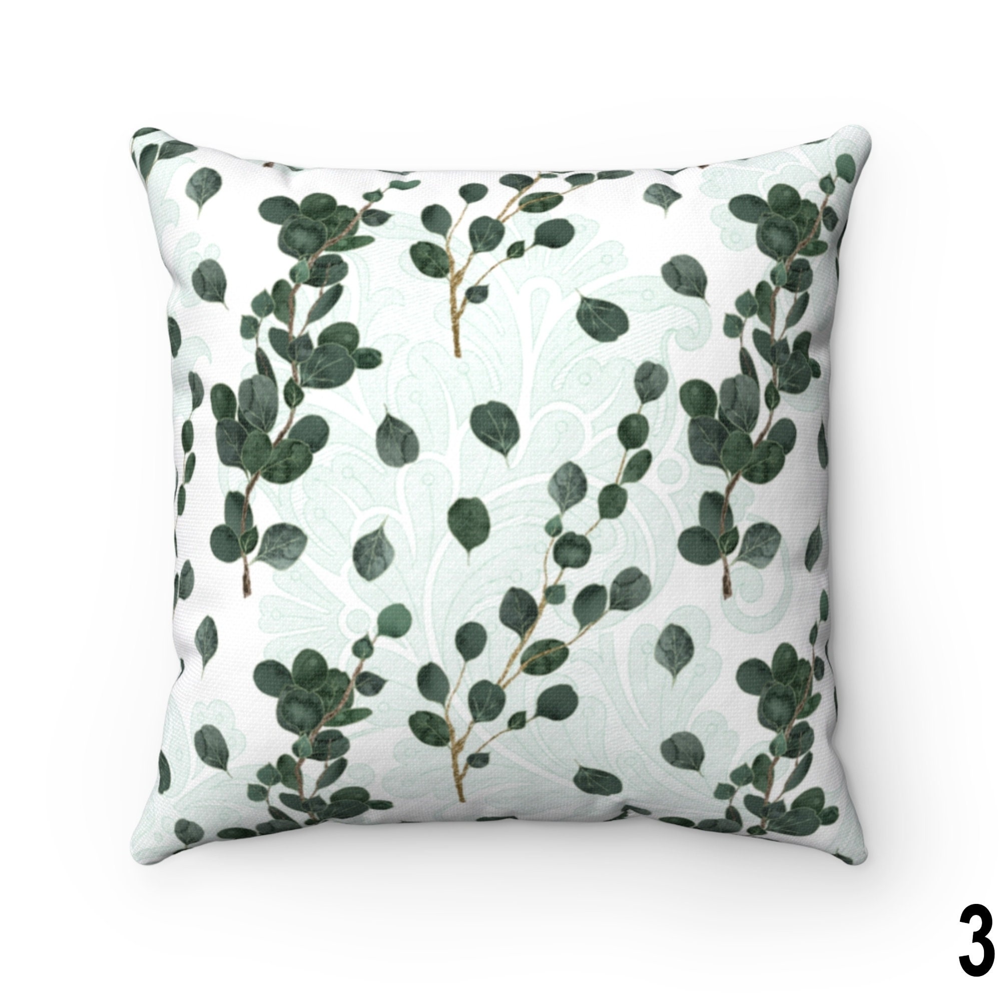 Eucalyptus Floral Green Leaf Throw Pillow Cover 14x14 16x16 Etsy
