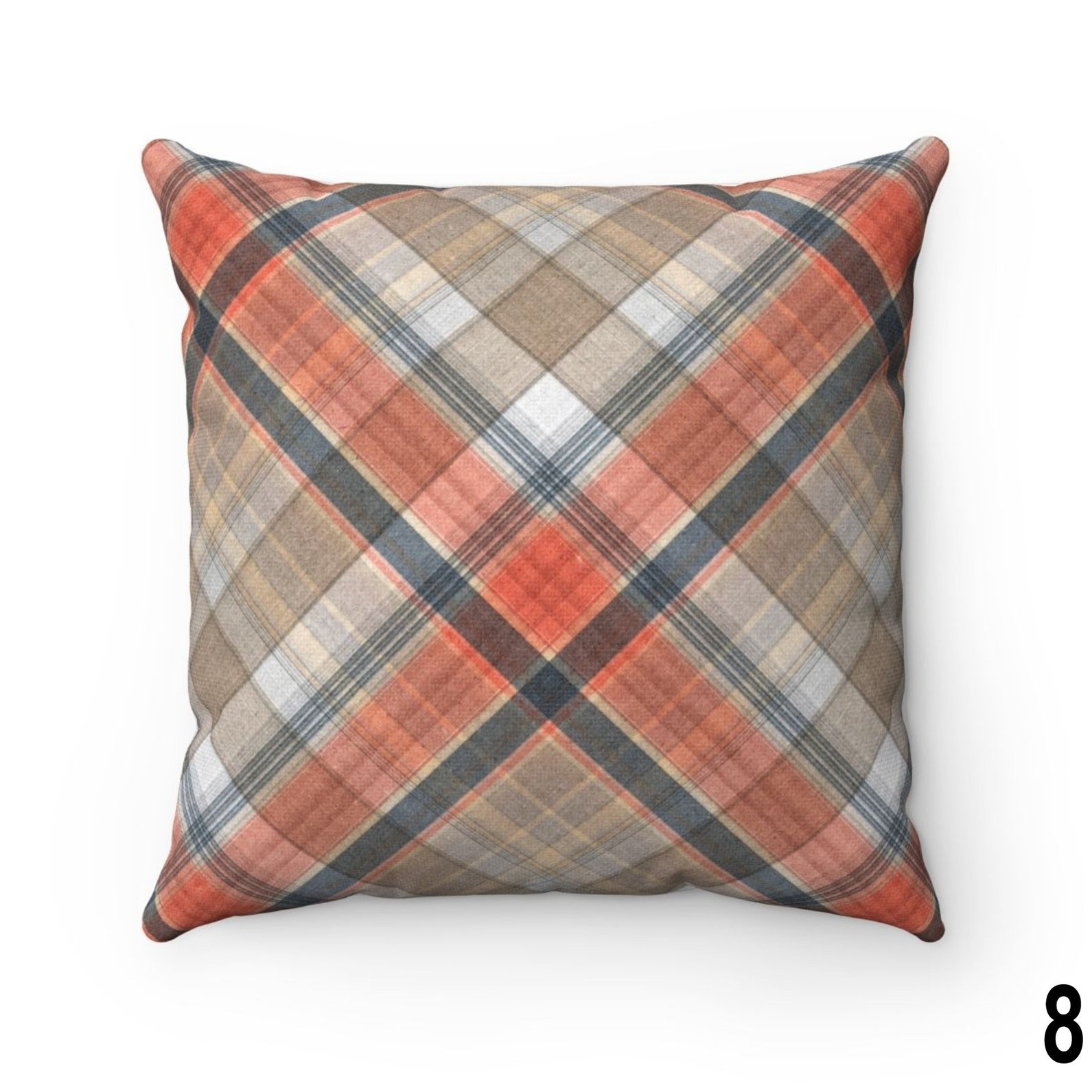 Outdoor Orange Plaid Fall Throw Pillow Cover 16x16 Rustic Etsy