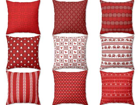 Nordic Christmas Pillow Cover, Outdoor Pillow, Holiday Throw Pillow, Rustic Winter Decor, Country Cushion Case, Farmhouse Xmas Decoration