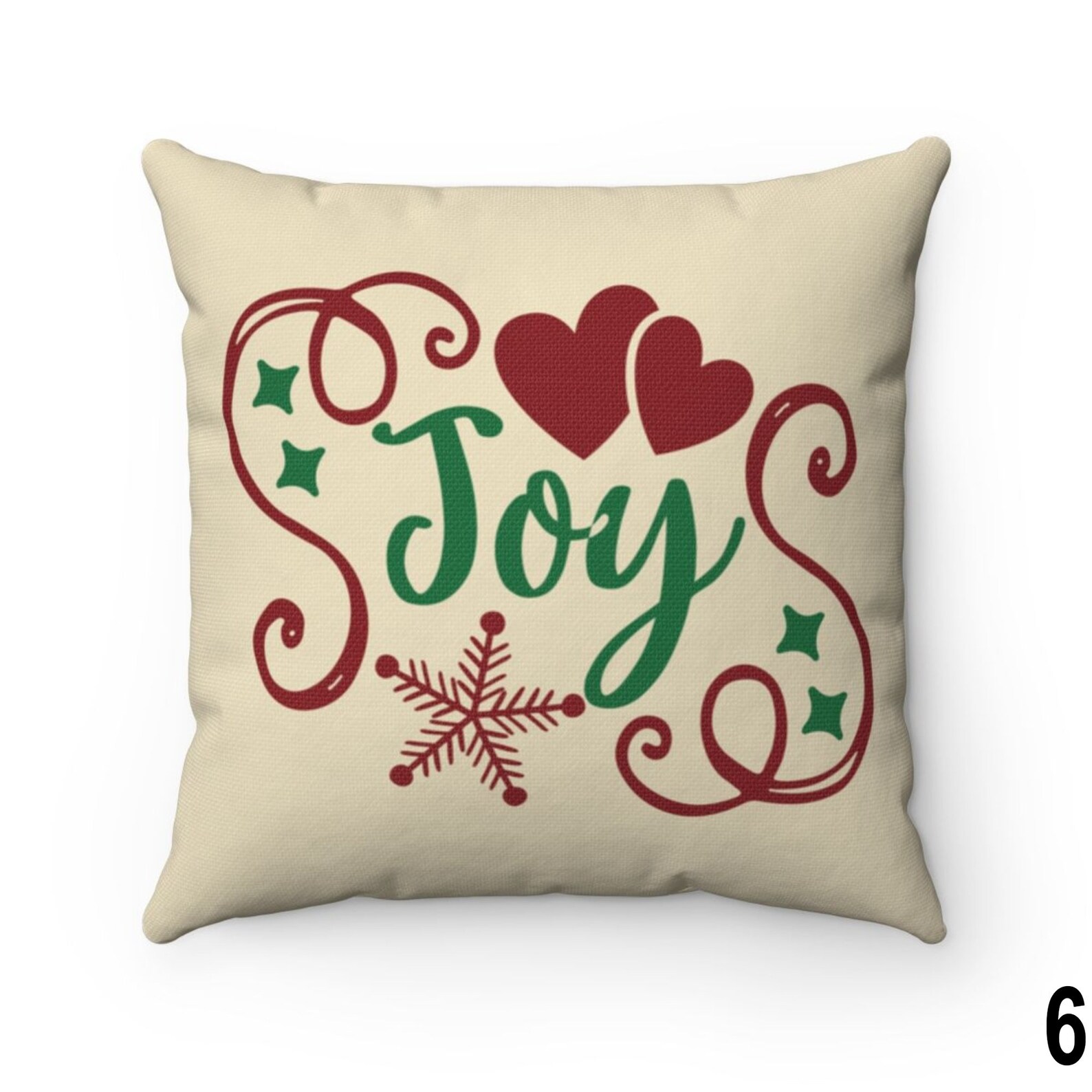 Holiday Decor Pillow Joy Beige Christmas Throw Pillow Cover Etsy