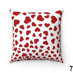 Valentine Pillow Cover 16x16 18x18 20x20, Red Heart Valentine's Day Decor Throw Pillow, Holiday Cushion Case, Accent Pillow Case, Euro Sham Number 7