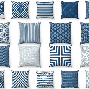 Blue Pillow Cover, Outdoor Pillow, Blue Throw Pillow, Couch Accent Pillow, 16x16 18x18 20x20 22x22 24x24, Blue Cushion Case, Blue Euro Sham