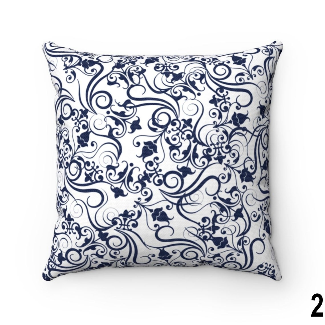 Navy Blue Floral Throw Pillow Cover Fall Outdoor Pillow 16 x Etsy