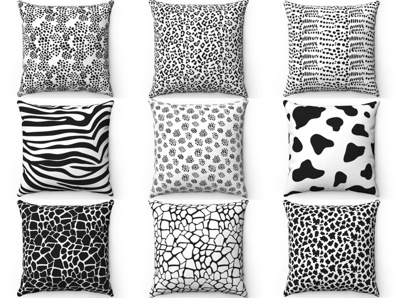 Black White Animal Print Throw Pillow Cover Dalmatian Pillow Etsy
