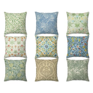 William Morris Pillow, Vintage Flower Art Print, Ancient Throw Pillow Cover, Rustic Floral Outdoor Farmhouse Cushion Case, Euro Sham Gift