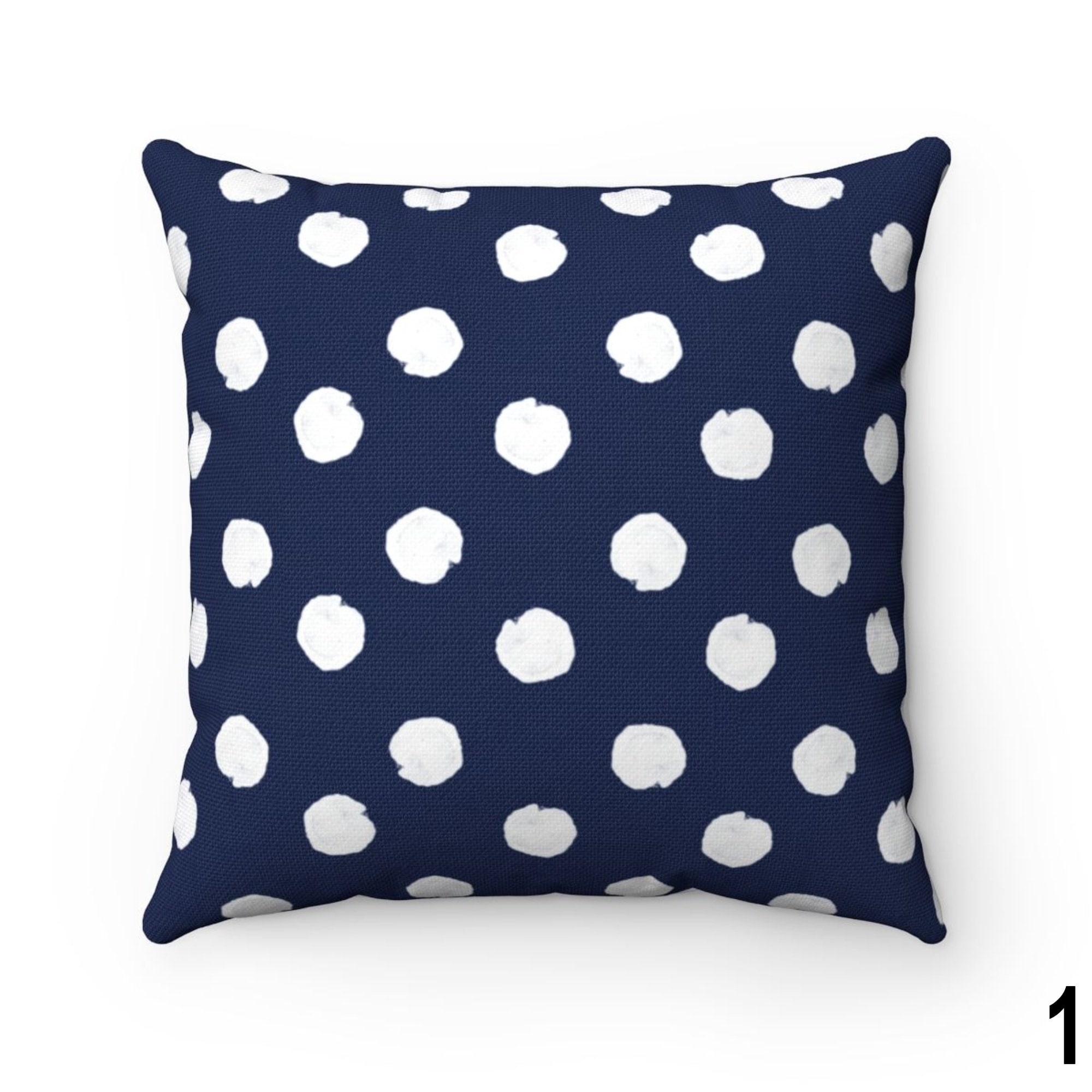 Navy Blue Throw Pillow Cover Fall Outdoor Pillow Spotted Etsy
