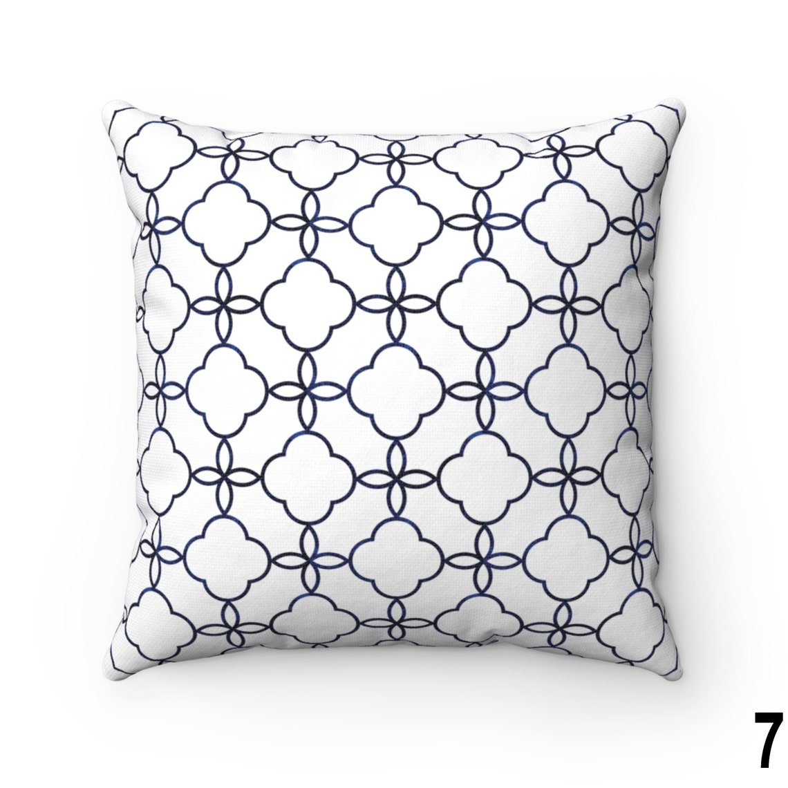 Navy Blue Quatrefoil Throw Pillow Cover Moroccan Geometric Etsy
