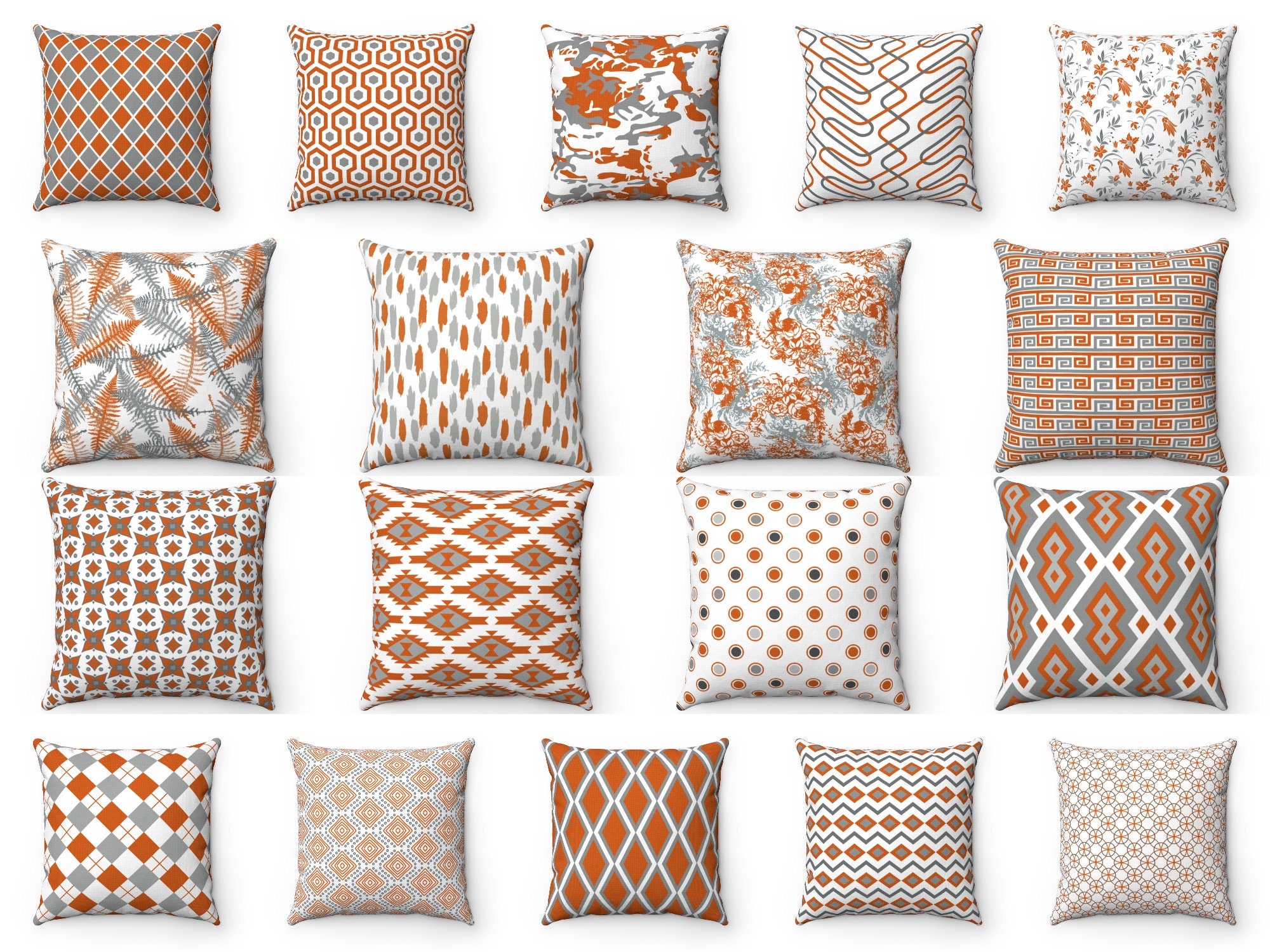 Burnt Orange Pillow Covers 18x18 Inch 2 Modern Farmhouse Rustic Decorative  Throw Pillow Cover Squar