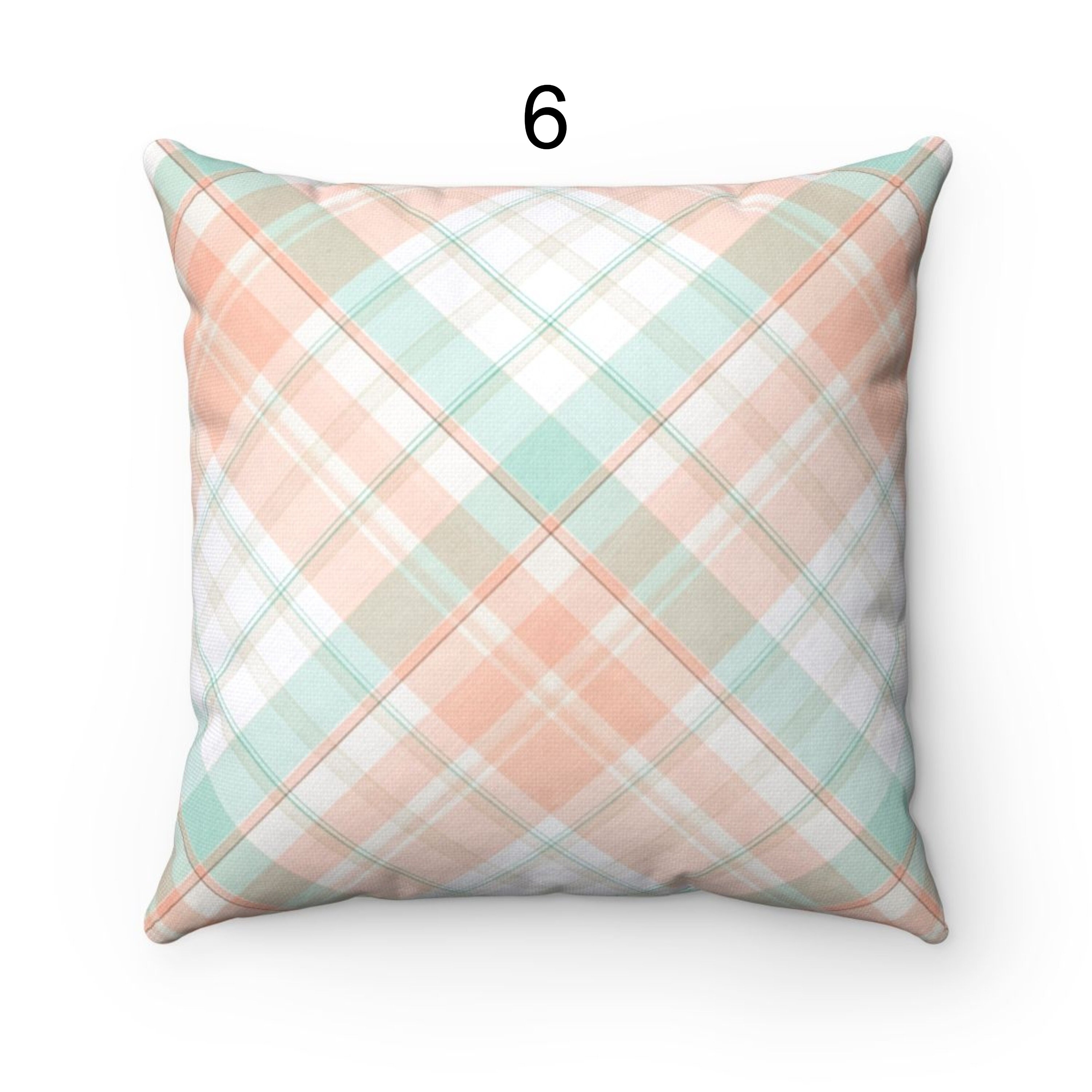 Brown Plaid Fall Outdoor Throw Pillow Cover Autumn Farmhouse Etsy