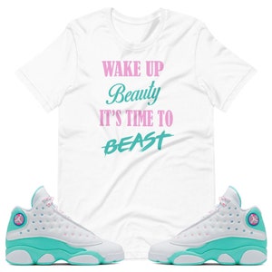 pink and white jordans shirt
